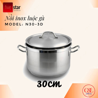 Nồi luộc gà Fivestar 3 đáy inox 430 26/28/30/32/36cm-đun từ