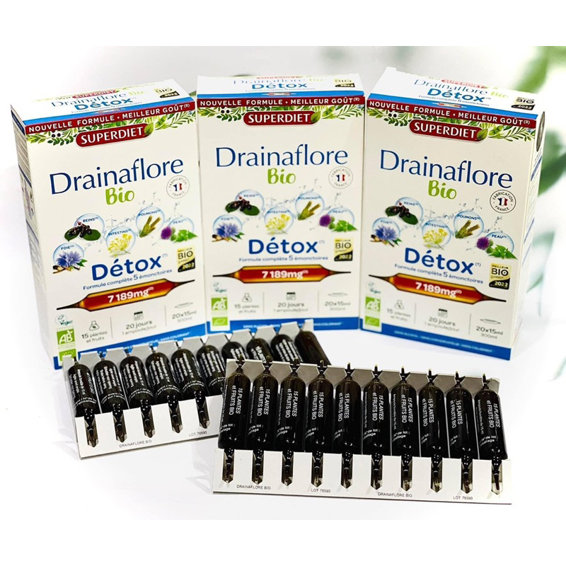 THẢI ĐỘC CHUYÊN SÂU 5IN1 SUPERDIET DRAINAFLORE BIO - Hộp 20 ống