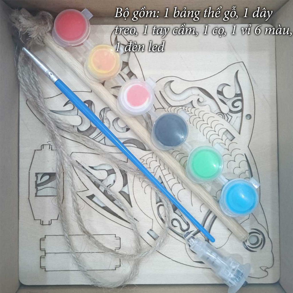 Đồ chơi lồng đèn trung thu DIY bằng gỗ Toysem vừa lắp ghép, tô màu, chơi rước đèn - Quà tặng sinh nhật trung thu cho bé