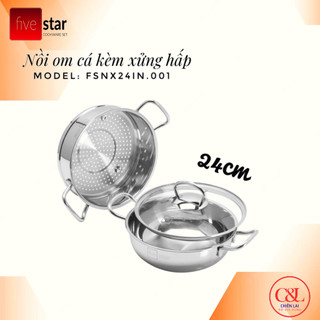 Bộ nồi xửng hấp inox Fivestar 20/24/26/28cm 3 đáy dùng mọi loại bếp, hàng chính hãng bảo hành 5 năm