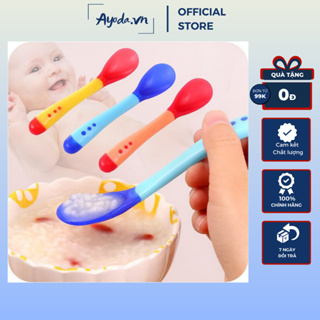 Thìa ăn dặm báo nóng đầu mềm cho bé, thìa cảnh báo thức ăn nóng để tránh bé bị bỏng khi ăn