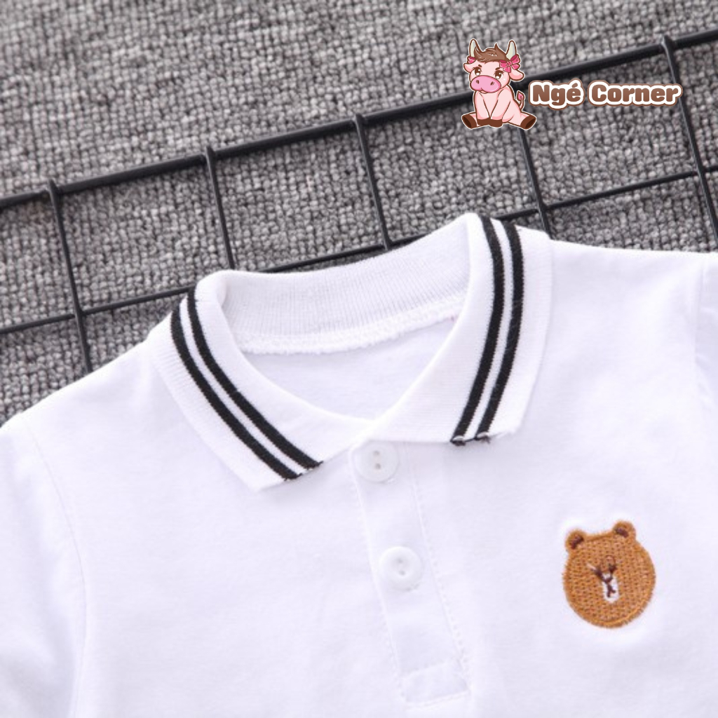 Set Áo Polo Ngắn Tay Quần Thô Đũi Cho Bé Trai, Bộ Quần Áo Cộc Tay Mùa Hè Cho Bé
