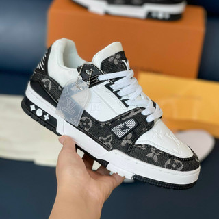 Giày lv louis vuitton trainer black white, giày sneaker lv nam nữ thời trang cao cấp.