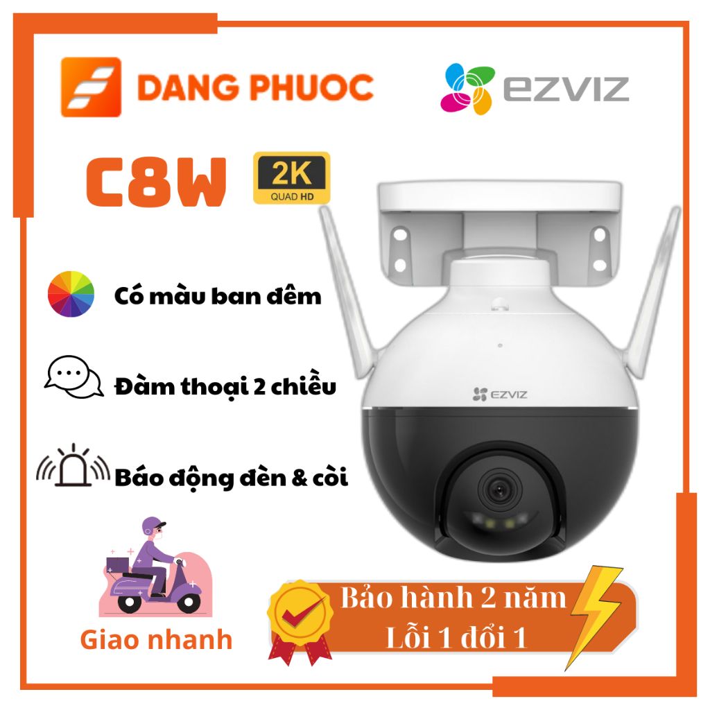 Camera wifi EZVIZ C8W 4MP, độ phân giải 2K+, đàm thoại 2 chiều, màu ban đêm | Đăng Phước