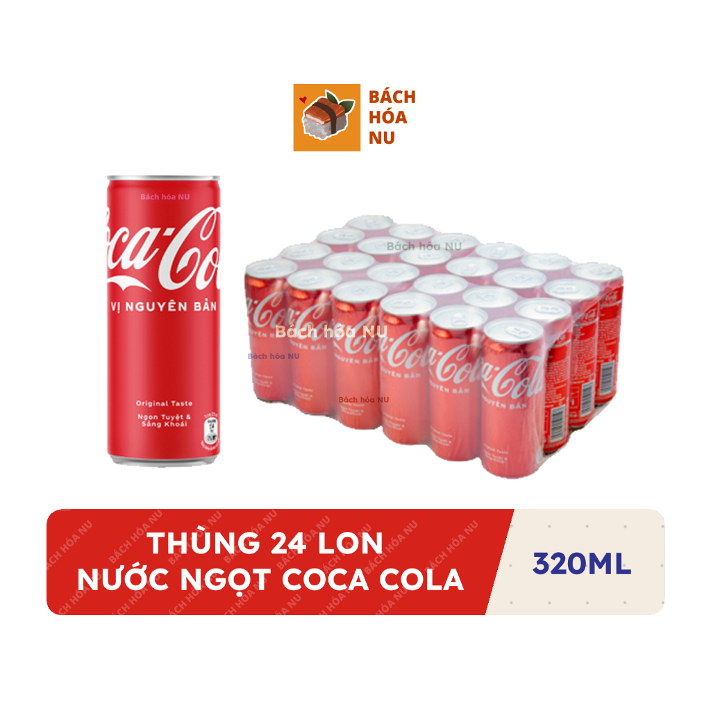 Thùng 24 lon nước ngọt Coca Cola truyền thống 320ml