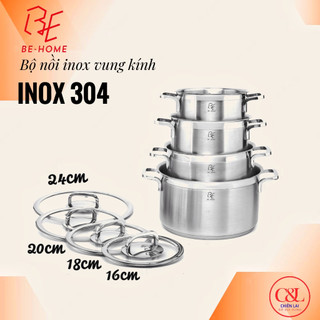 Bộ behome 4 chiếc vung kính - inox 304