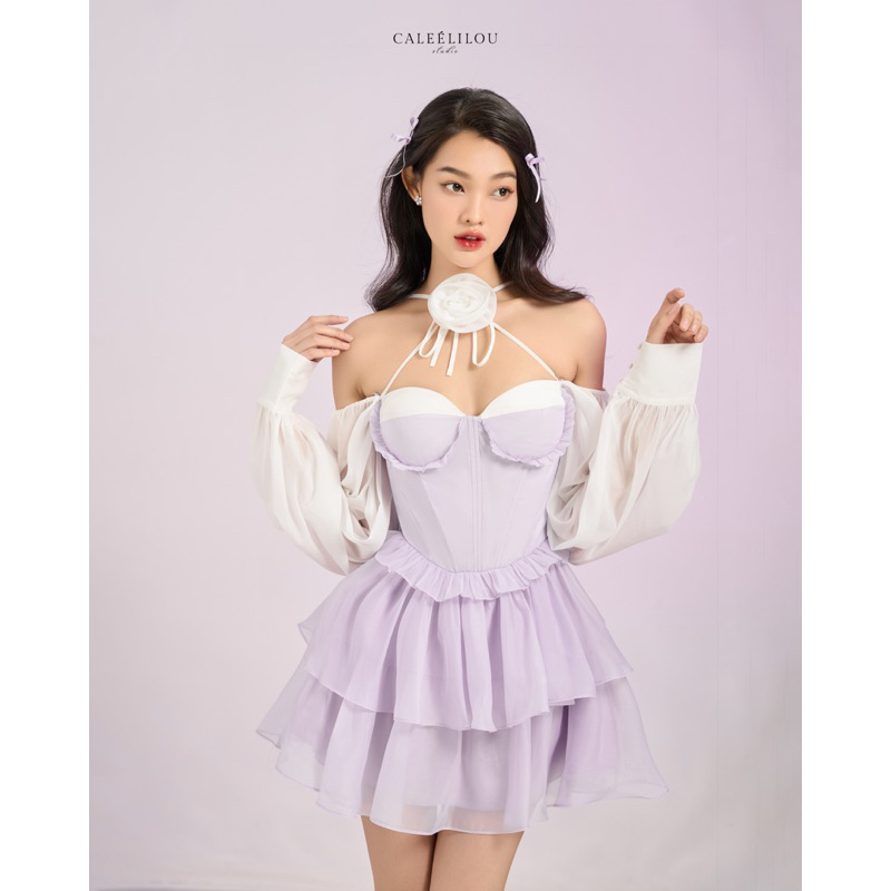 Caleelilou - Đầm tơ tím Gladys