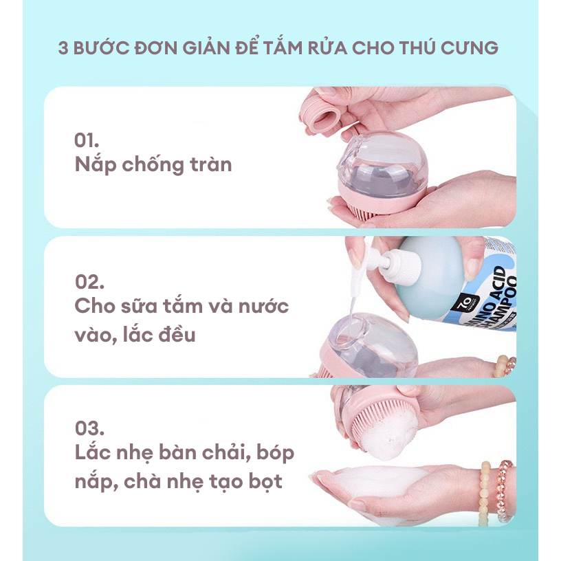Bàn chải Silicon tắm chó mèo loại bỏ lông rụng - Bản chải Massege thú cưng Mooki Pet