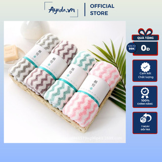 Khăn mặt lông cừu vân kẻ sọc siêu mềm xuất Hàn kích thước 30x50 cm