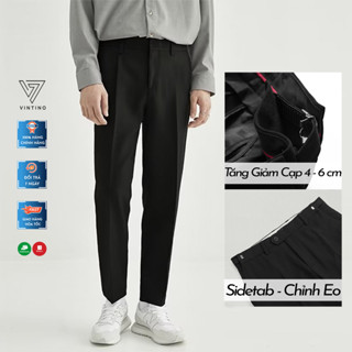 Quần âu nam, Quần tây nam sidetab ống suông đen dáng baggy có đai chỉnh eo công sở QTCAP VINTINO