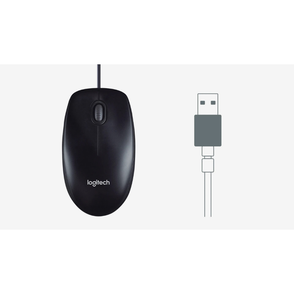 Chuột có dây Logitech B100 cổng USB - Hàng Chính Hãng Bảo Hành 36 tháng