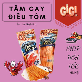 Combo 5 Gói Tăm Cay Vị Điều Tôm Aluowa Đồ Ăn Vặt Giá Rẻ Cổng Trường