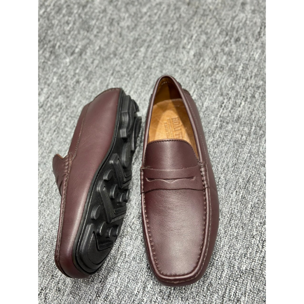 Giày Lười Nam Mũi Tròn Màu Trơn HOÀI TRANG 100% Da Thật Cao Cấp Thiết Kế Sang Trọng