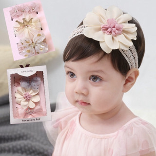 Set 3 chiếc băng đô - turban Chicbaby có hộp xinh xắn, phụ kiện tóc cho bé gái từ 0 đến 3 tuổi