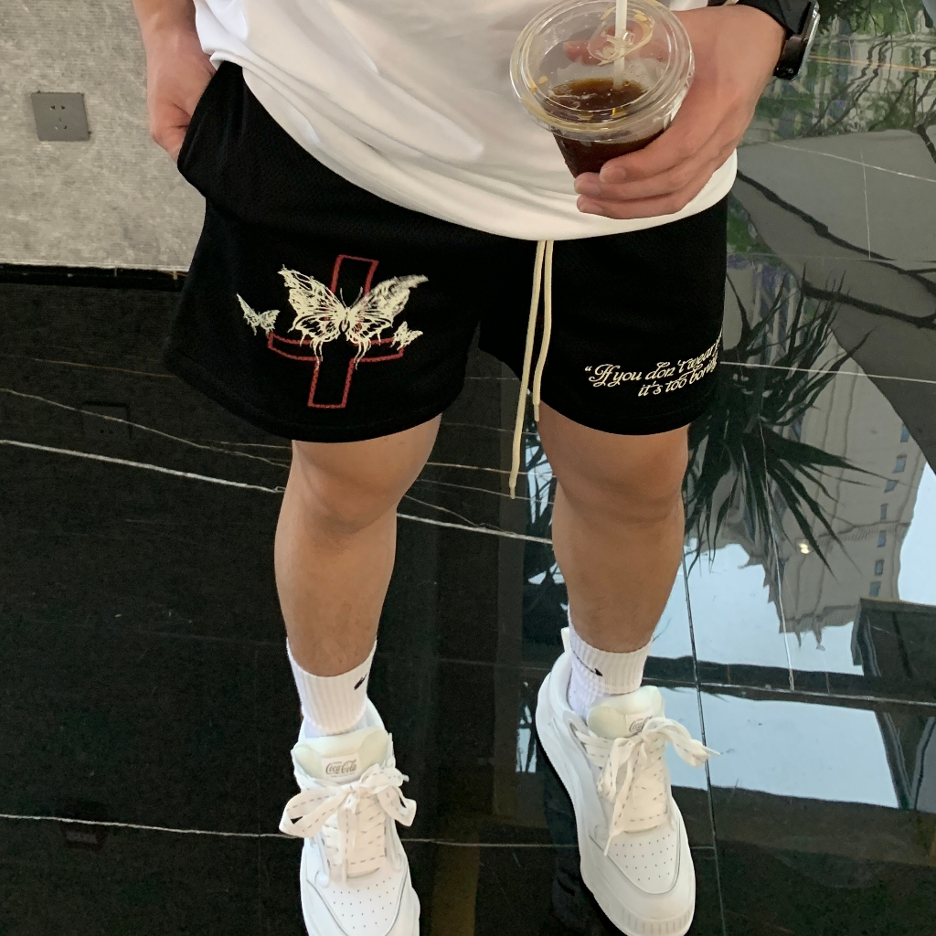 Quần Thun Ngố Nam Họa Tiết Nổi Bật HeiLit Short Nỉ Đùi Dáng Cao Dày Dặn Có Túi Kết Hợp Dây Rút