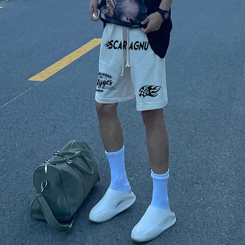 Quần Thun Ngố Nam Họa Tiết Nổi CAR AGNU HeiLit Short Nỉ Đùi Dày Dặn Có Túi Kết Hợp Dây Rút