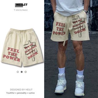 Quần Thun Ngố Nam Họa Tiết Nổi FEEL THE POWED HeiLit Short Nỉ Đùi Dày Dặn Có Túi Kết Hợp Dây Rút