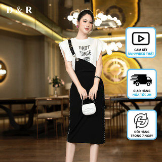 Đầm thun giả yếm Since 1999 Quảng Châu cao cấp D&R Fashion D396