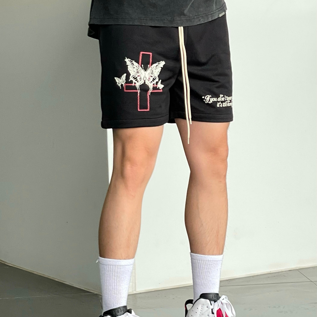 Quần Thun Ngố Nam Họa Tiết Nổi Bật HeiLit Short Nỉ Đùi Dáng Cao Dày Dặn Có Túi Kết Hợp Dây Rút