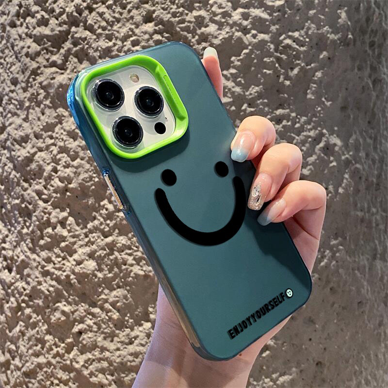 Ốp lưng iphone hình mặt cười đơn giản lưng Cứng Camera Xanh Lá iPhone 14 promax 14pro 13pro 13promax 12promax 11 xsmax