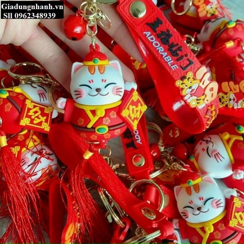 Móc Khóa Mèo Thần Tài May Mắn Mẫu Mới