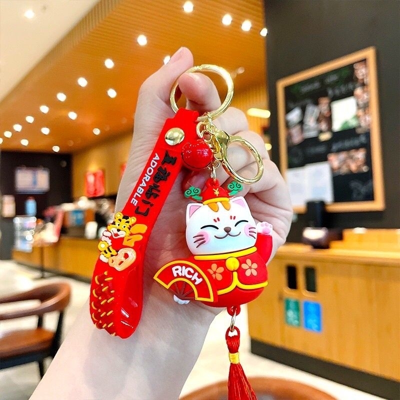 Móc Khóa Mèo Thần Tài May Mắn Mẫu Mới