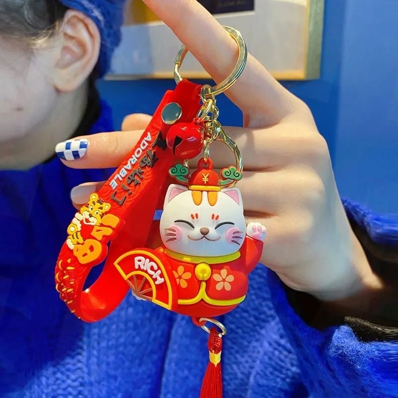 Móc Khóa Mèo Thần Tài May Mắn Mẫu Mới