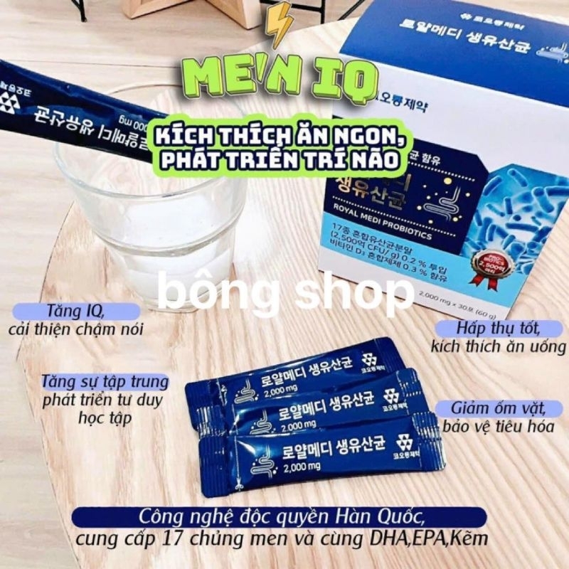 MEN VI SINH IQ TIÊU HÓA TỐT GIÚP BÉ ĂN NGON HỘP 30 GÓI