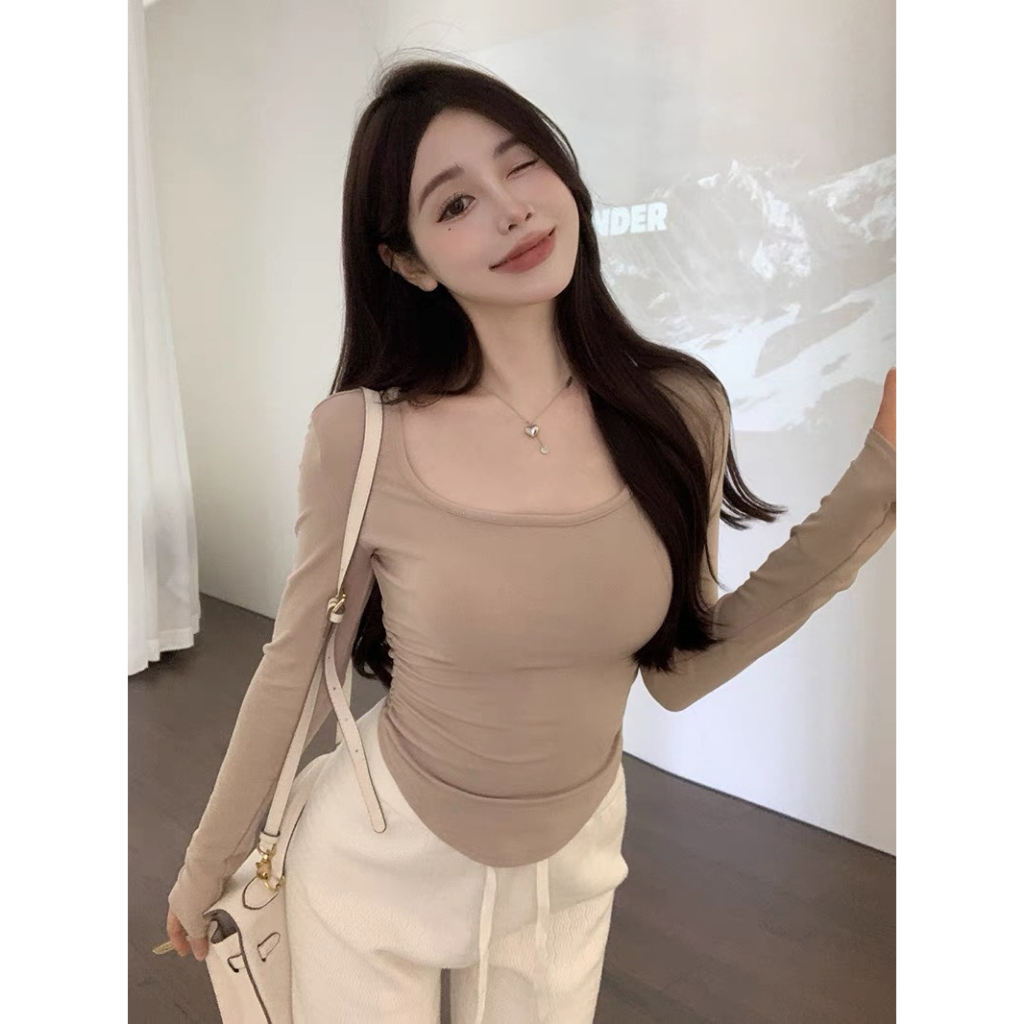 Áo Thun Tay Dài VẠT BẦU Nữ Áo Croptop Nữ Dài Tay Giữ Nhiệt Phong Cách Hàn Quốc