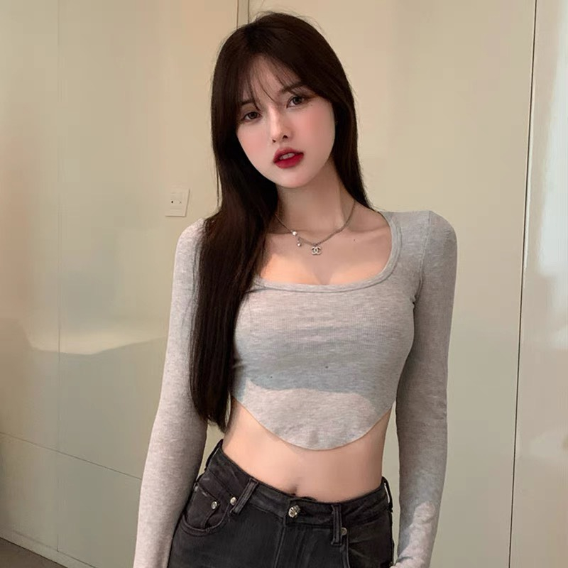 Áo Thun Tay Dài VẠT BẦU Nữ Áo Croptop Nữ Dài Tay Giữ Nhiệt Phong Cách Hàn Quốc