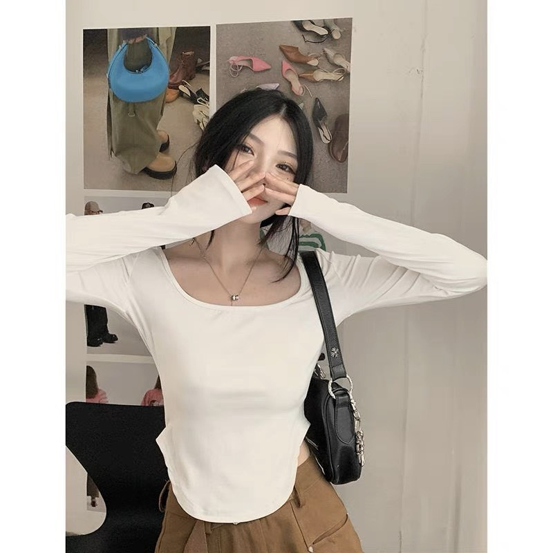 Áo Thun Tay Dài VẠT BẦU Nữ Áo Croptop Nữ Dài Tay Giữ Nhiệt Phong Cách Hàn Quốc