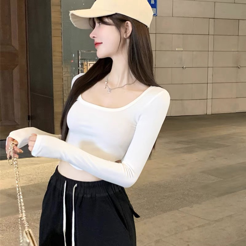 Áo Thun Tay Dài VẠT BẦU Nữ Áo Croptop Nữ Dài Tay Giữ Nhiệt Phong Cách Hàn Quốc