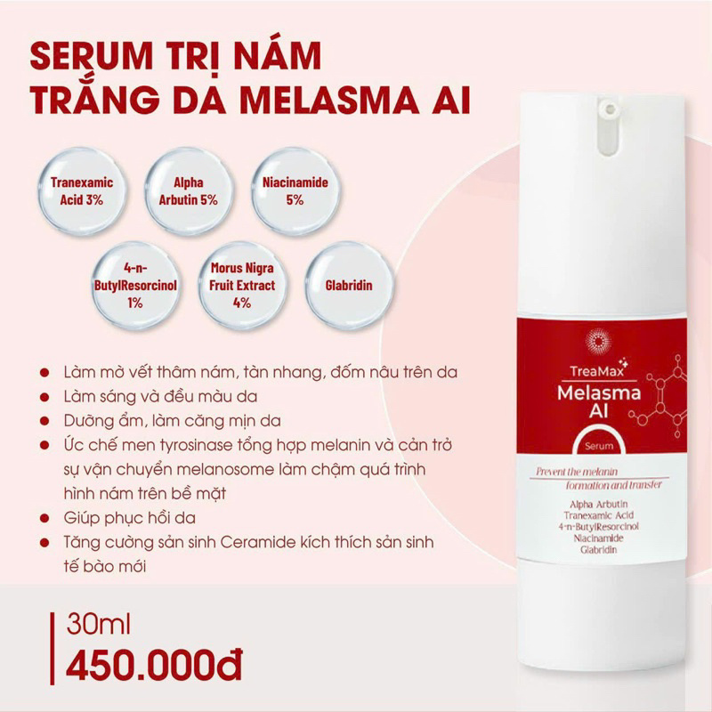 Serum Nám Trắng Da TreaMax Melasma AI 30ml