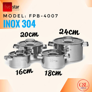 Bộ nồi fivestar B4-LV-3304- inox 304 đun từ