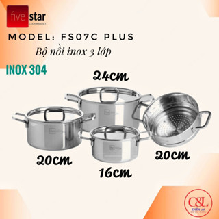 Bộ nồi inox Fivestar 3 lớp đúc liền - inox 304