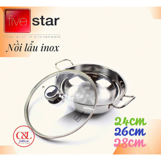 Nồi lẩu inox fivestar 3 đáy đun từ size 24/26/28
