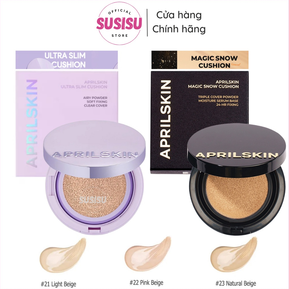 Phấn nước che phủ APRILSKIN - Ultra Slim/Black Magic Snow Cushion SPF50+/PA+++ 15g/Phấn ma thuật không dính khẩu trang