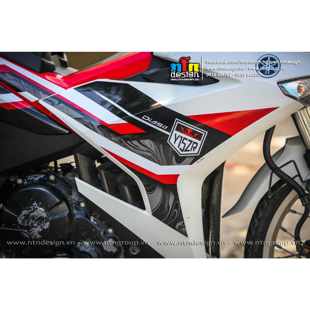 Tem rời exciter 150 trắng đỏ đen 2023 , tem 3 lớp bền màu