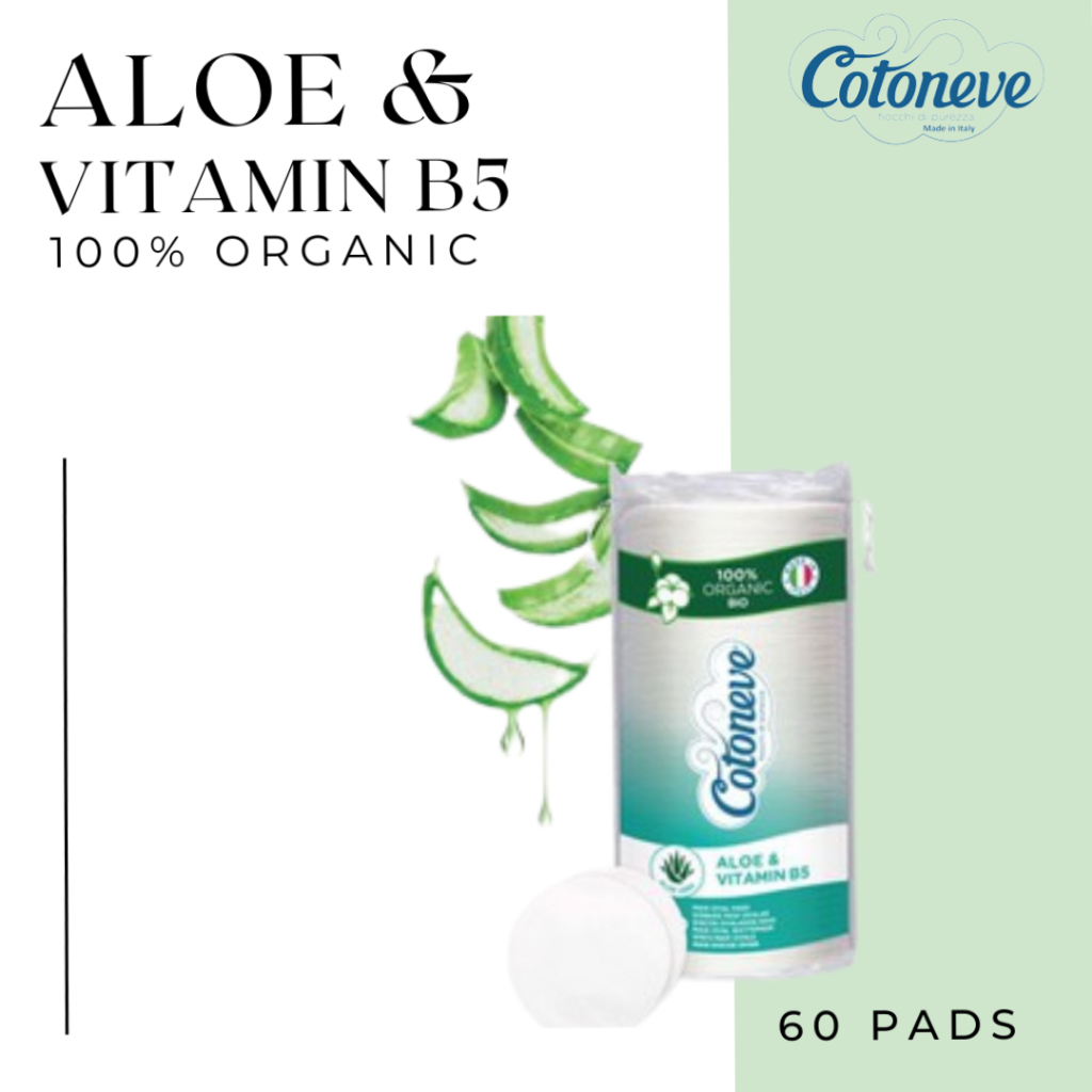 Bông tẩy trang Cotoneve MAXI HỮU CƠ chiết xuất Lô Hội và Vitamin B5 60 miếng