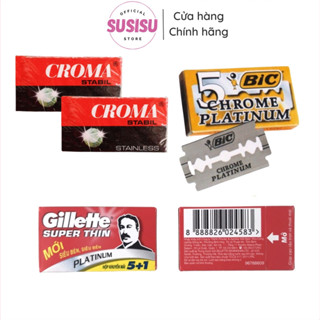 Hộp 5 lưỡi dao lam BIC Chrome Platinum / dao lam lưỡi thép không gỉ Chrome Platinum/Croma/Gillette
