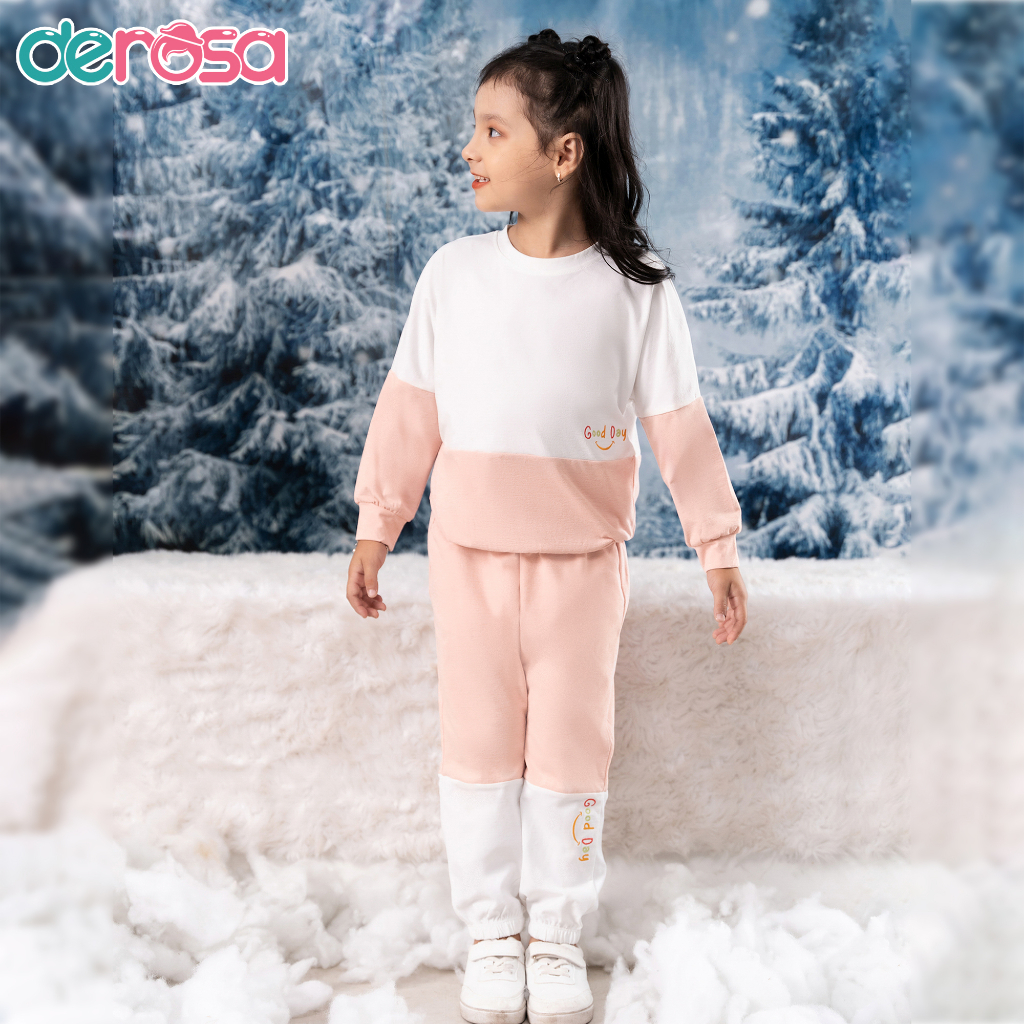 Bộ quần áo dài tay DEROSA KIDS chất liệu cotton Hàn quốc cho bé từ 1 đến 5 tuổi AWKDZ726B