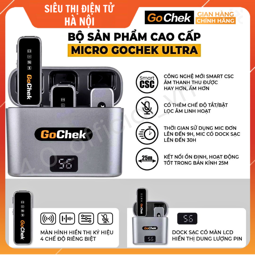 Micro Không Dây GoChek Kèm Dock Sạc - Thu Âm , Chống Ồn , Lọc Tạp Âm GC-C/D ULTRA - Hàng Chính Hãng | BigBuy360 - bigbuy360.vn