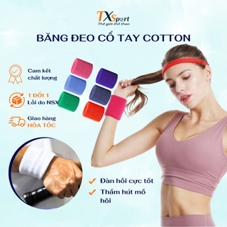 Băng Đeo Cổ Tay Thể Thao Thấm Mồ Hôi Chất Liệu Cotton Co Giãn 4 Chiều