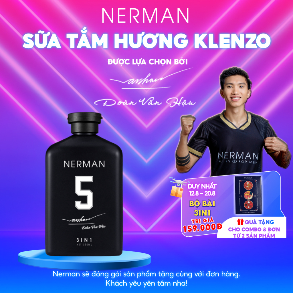 [Mã FMCGNER8 giảm 8% đơn 250K] Sữa tắm gội hương nước hoa cao cấp Gentleman 3 in 1 NERMAN 350ml