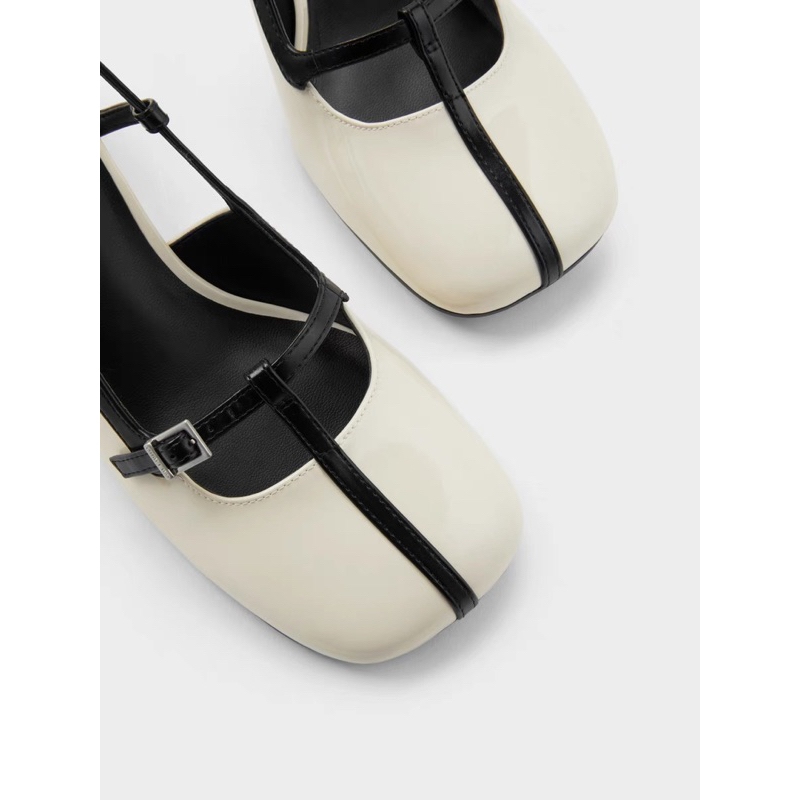 Giày sandal Cnk gót vuông cao 4cm phối dây mảnh hở gót phong cách tiểu thư Mary Jane cá tính hàng Fullbox 2023