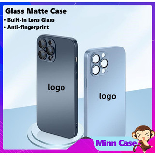 Ốp lưng điện thoại kính nhám chống vân tay kèm Lens Kính bảo vệ camera cho 14 13 11 Pro MAX 14 Plus 12 Pro MinnCase