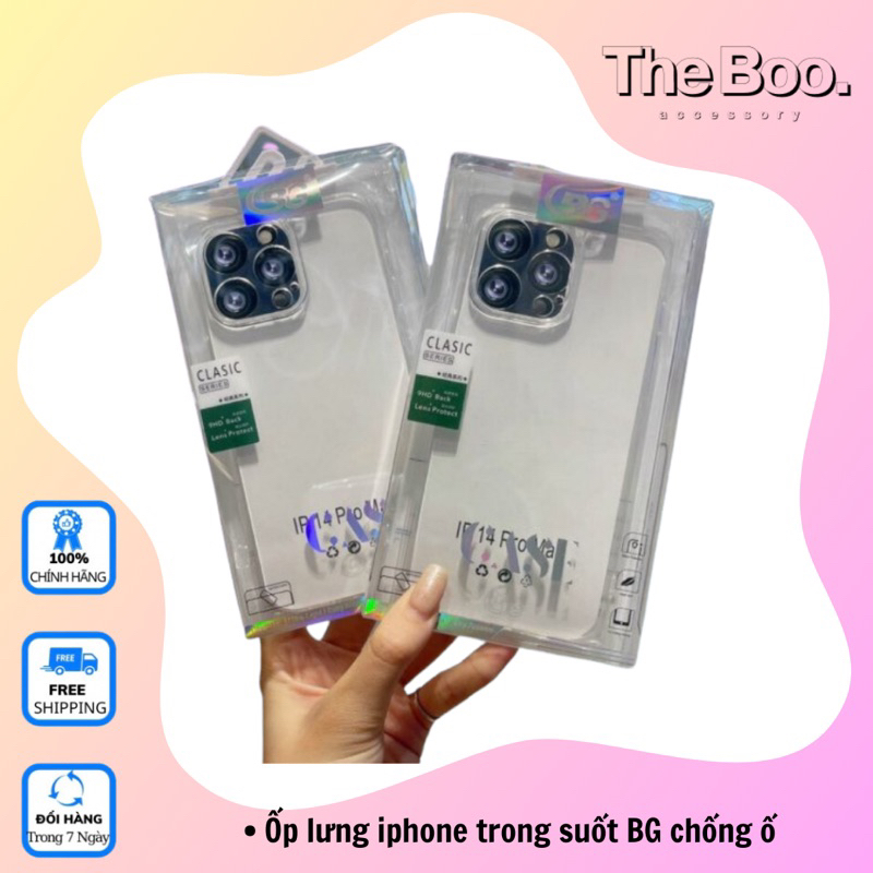 Ốp lưng iphone trong suốt BG Chống Ố 6/6plus/6s/6splus/7/7plus/8/8plus/x/xr/xs/11/12/13/pro/14max/plus/14promax