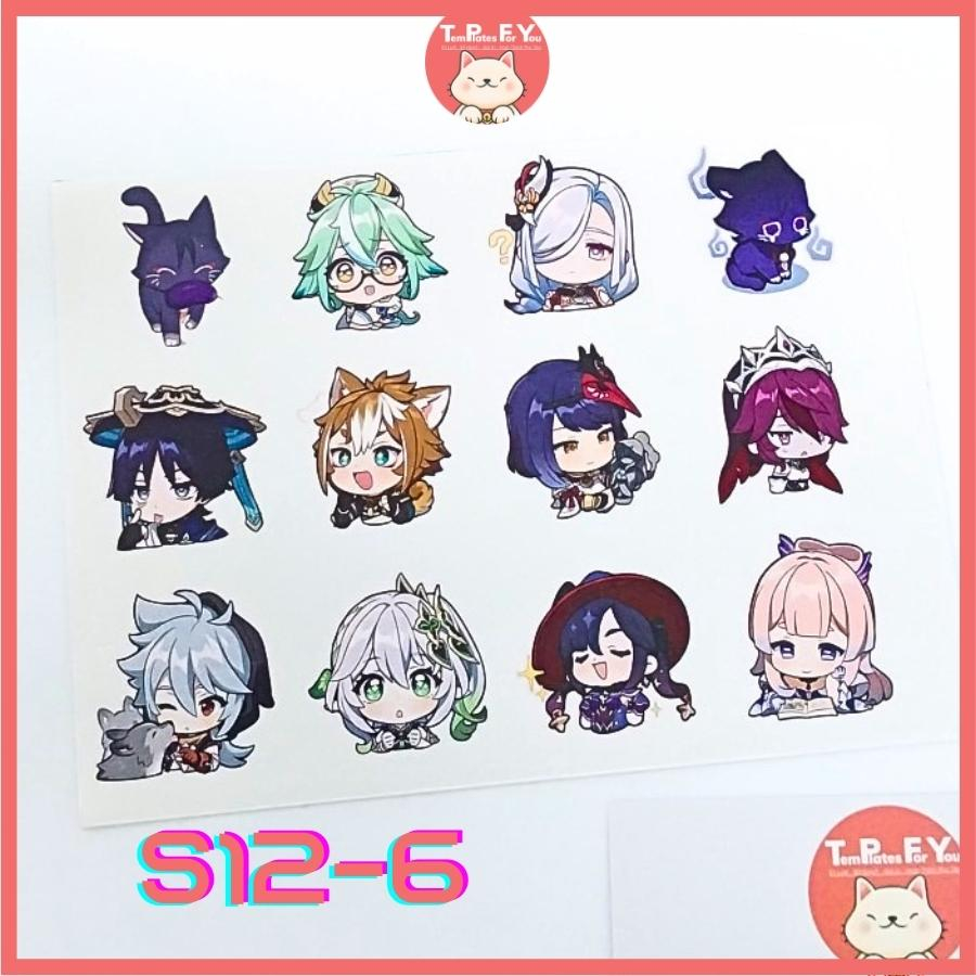 Set 12 stickers nhân vật genshin siêu cute - hình dán trang trí