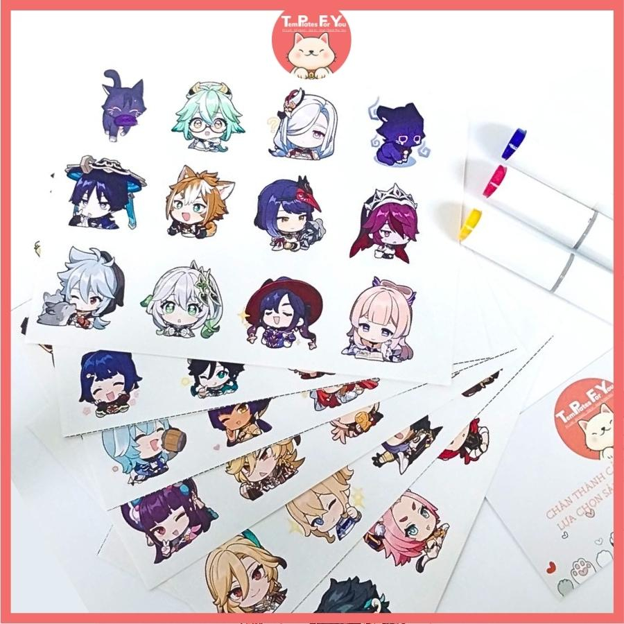Set 12 stickers nhân vật genshin siêu cute - hình dán trang trí