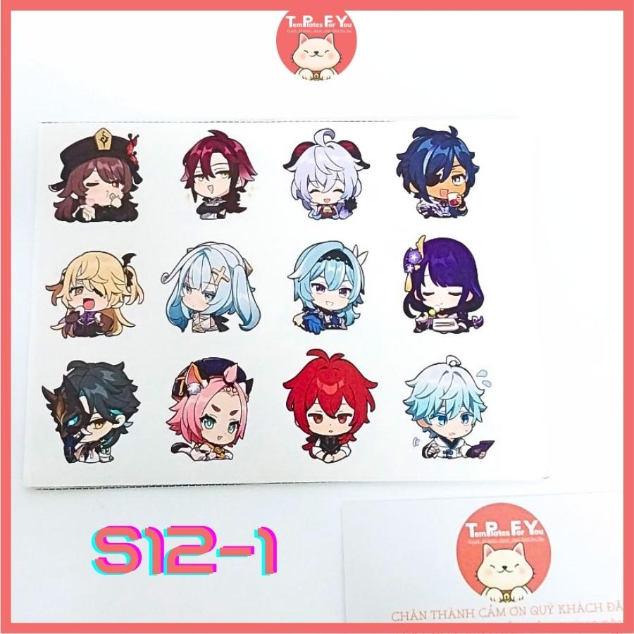 Set 12 stickers nhân vật genshin siêu cute - hình dán trang trí